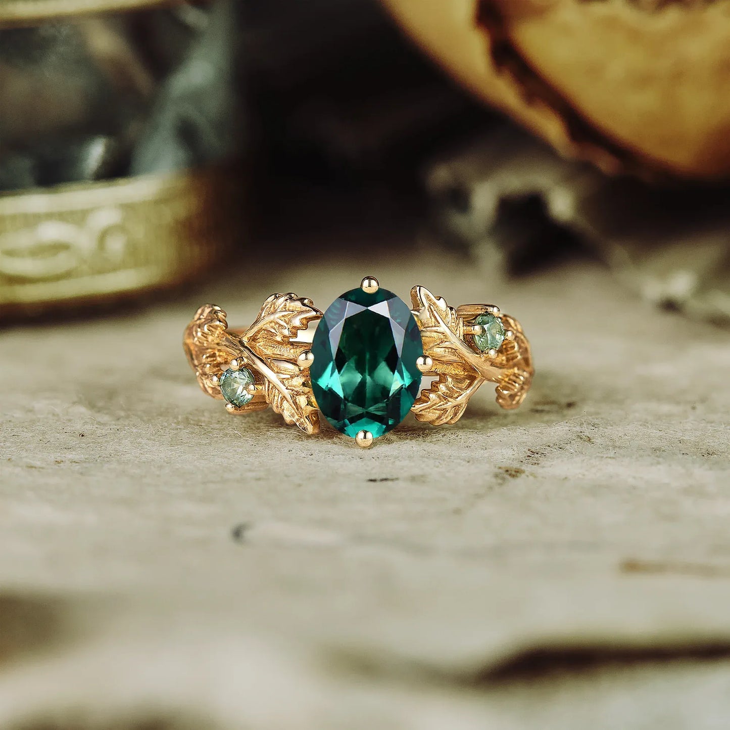 Oval Emerald Engagement Ring