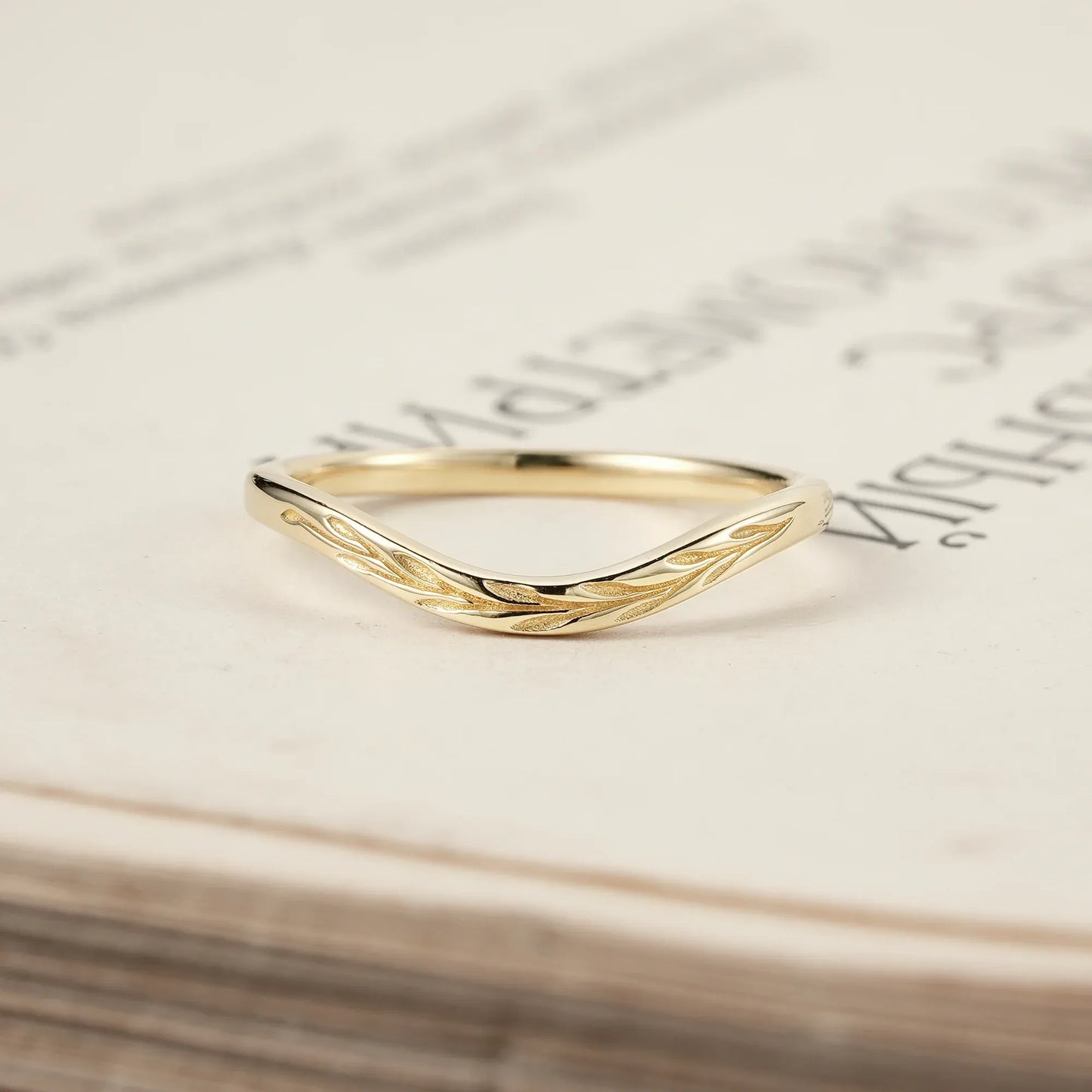 Embossed Leaf Motif Ring