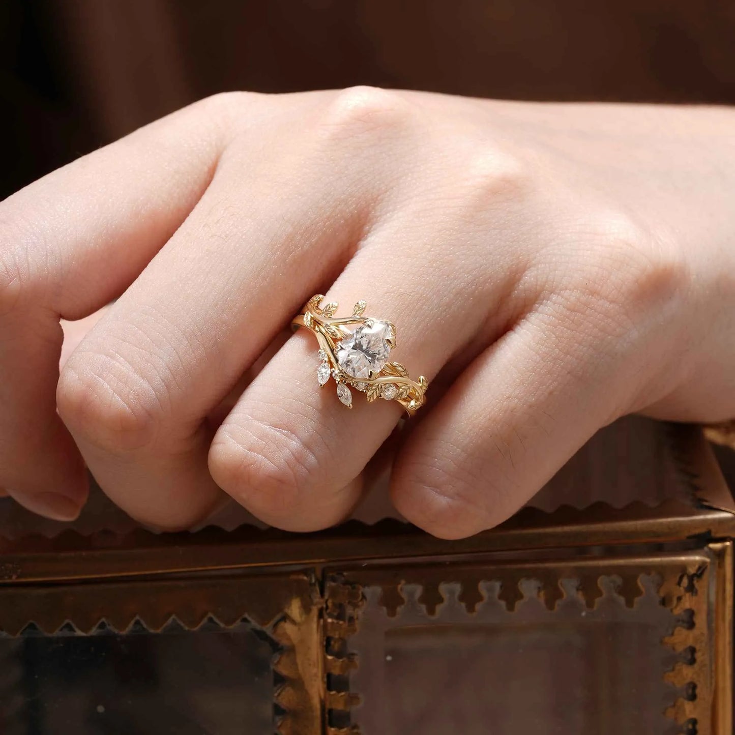 Moissanite Engagement Ring Set 2pcs