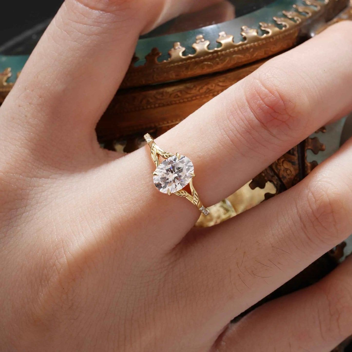 Oval Moissanite Half Eternity Engagement Ring