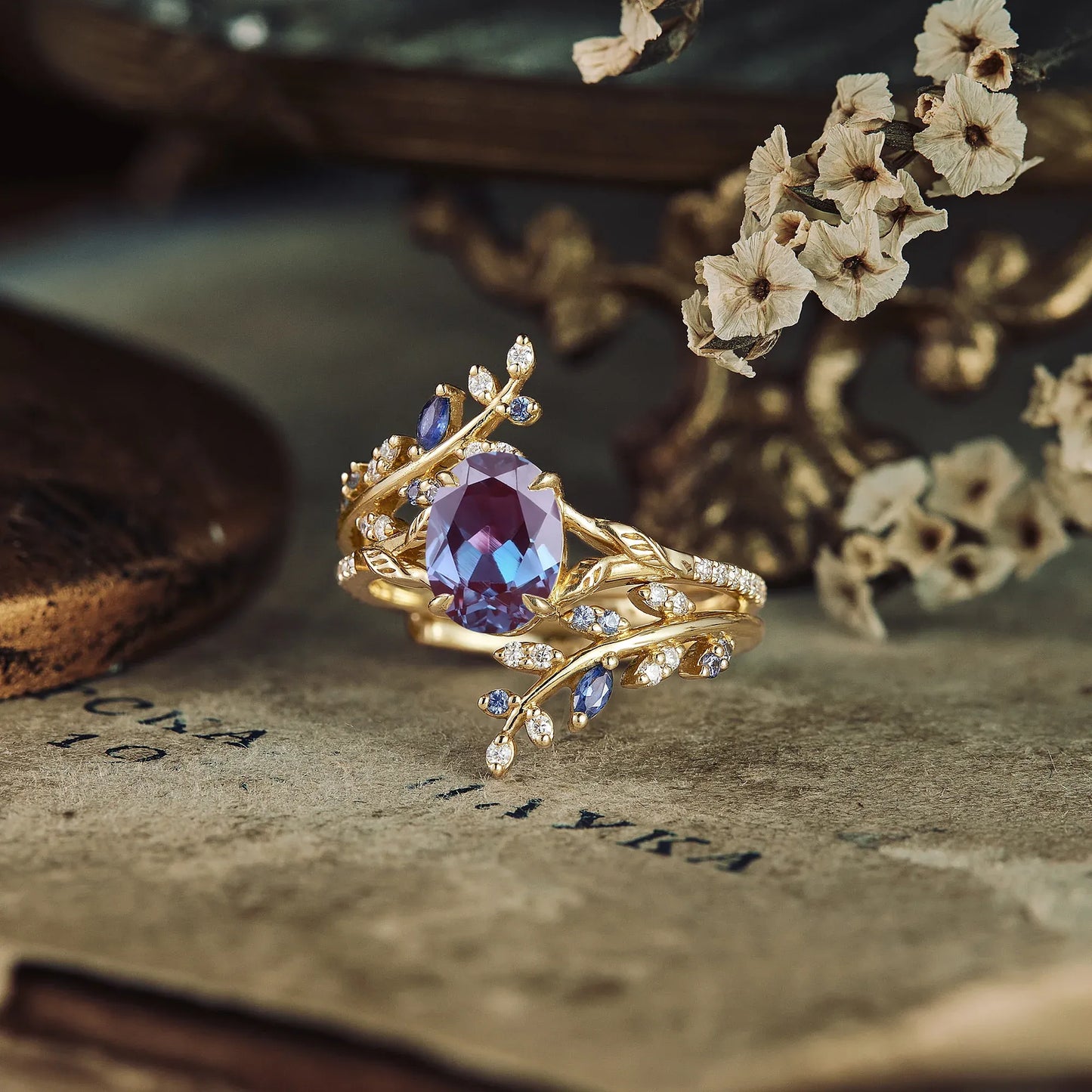 Alexandrite Engagement Ring Set