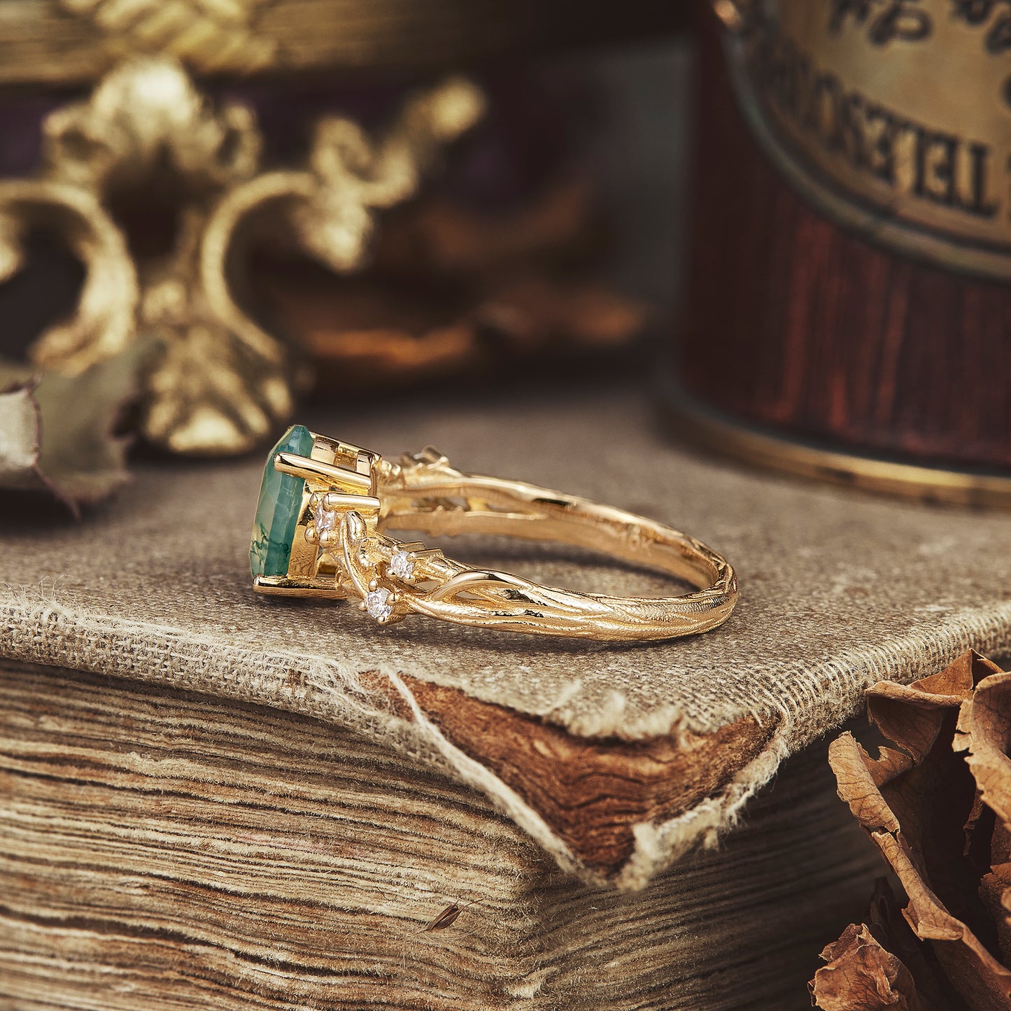 Maple Leaf Design Inspired Engagement Ring - Ariel