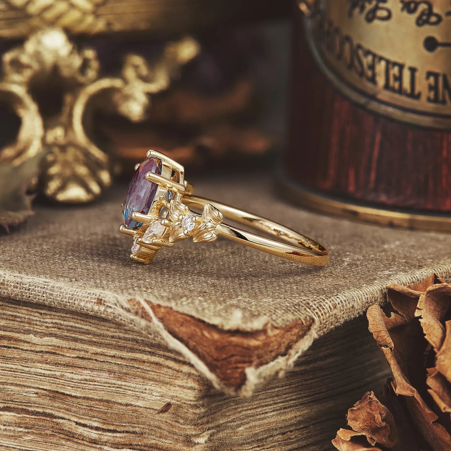 V-Shaped Alexandrite Engagement Ring