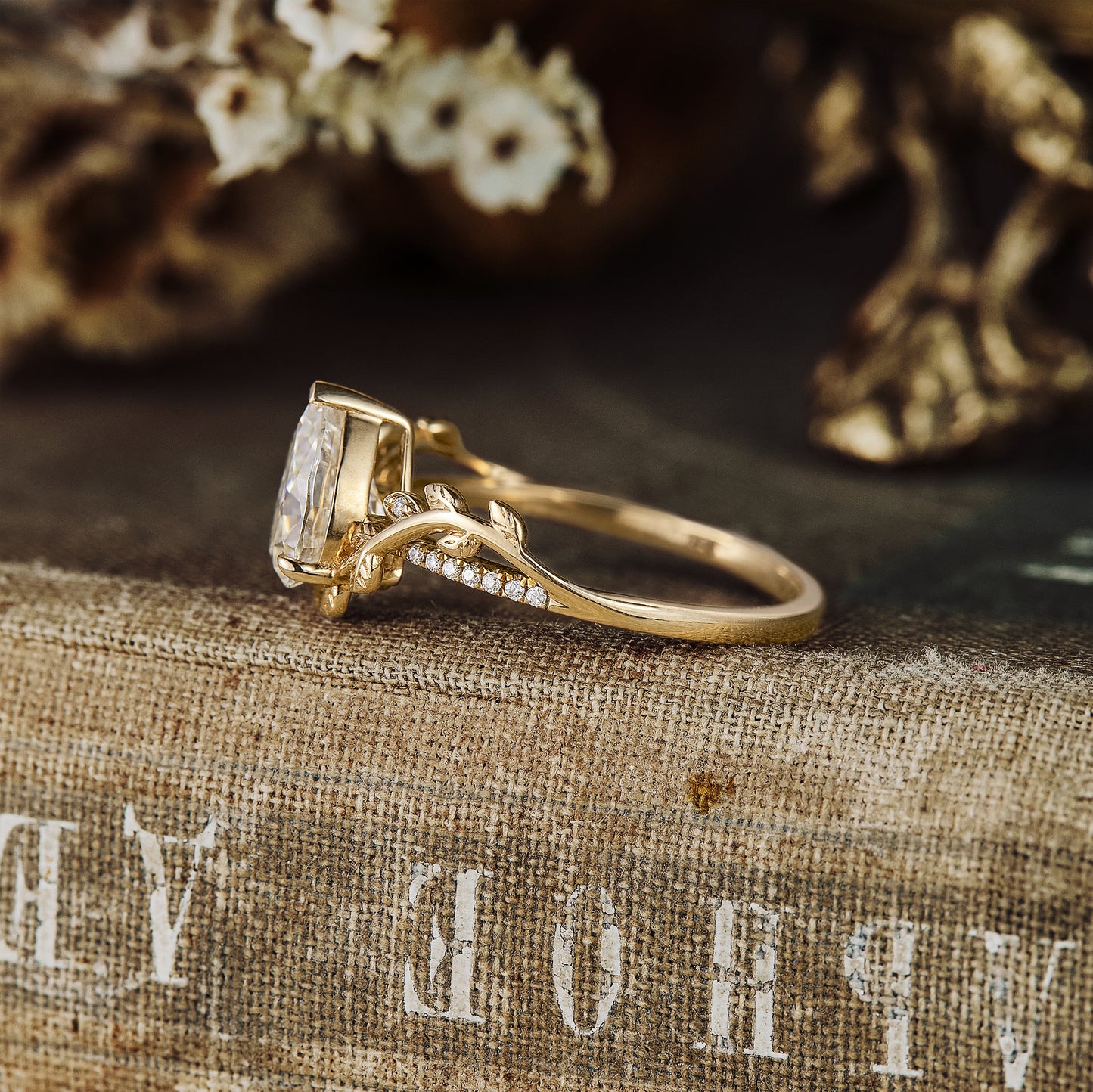 Custom Ring - GemsMagic Natural Inspired White Sapphire Engagement Ring