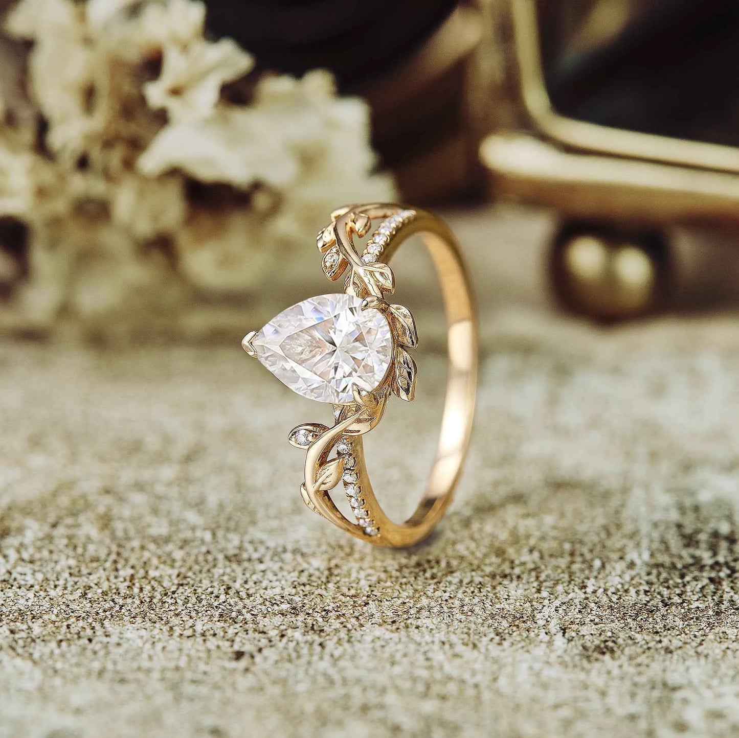 Pear Moissanite Engagement Ring