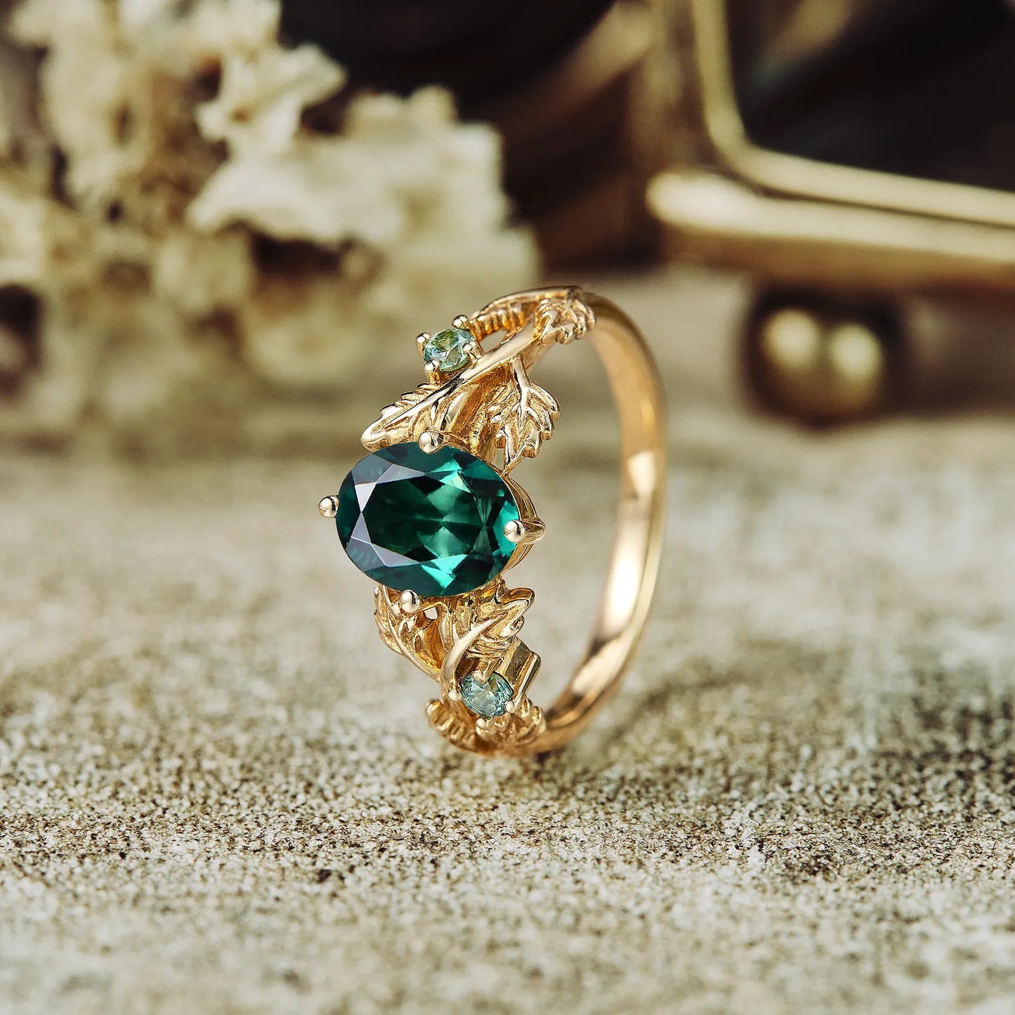 Oval Emerald Engagement Ring