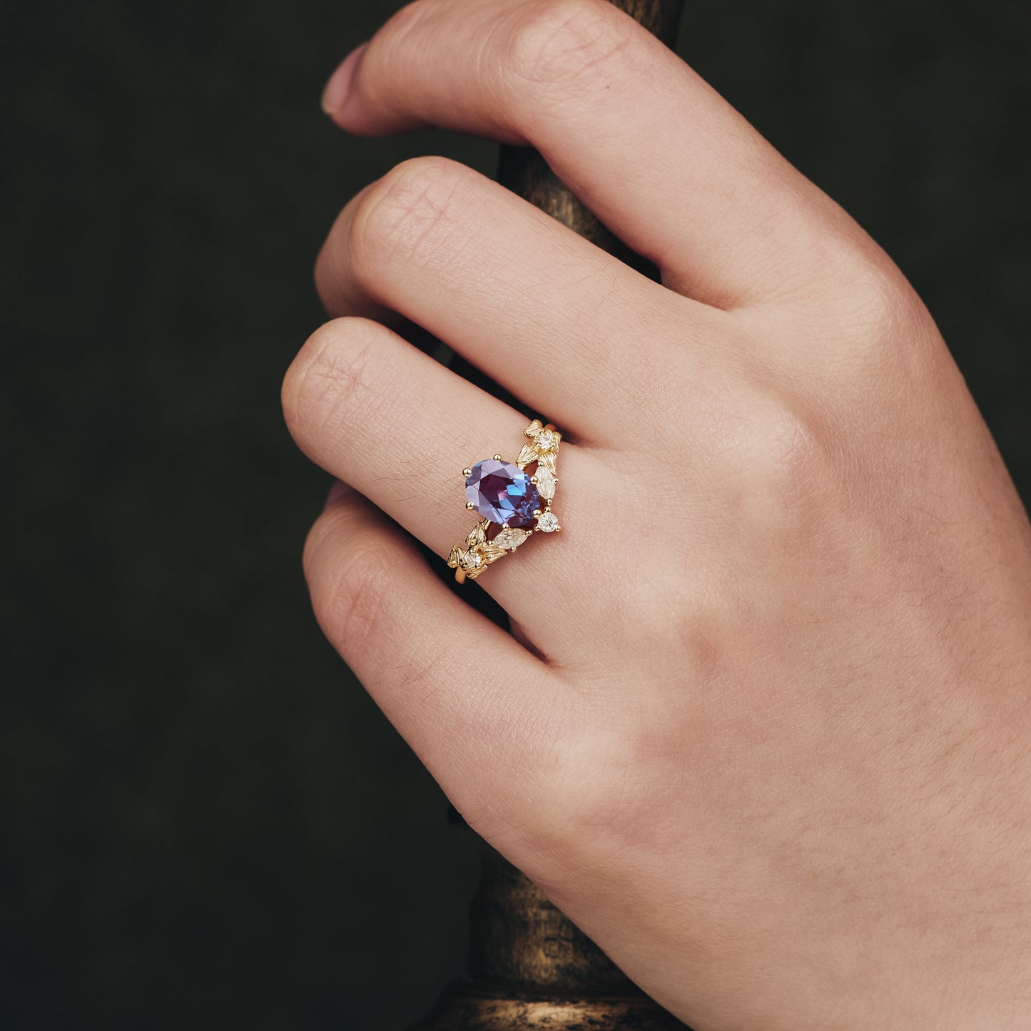 V-Shaped Alexandrite Engagement Ring - Scarlett