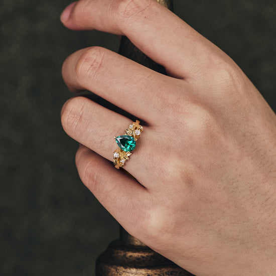 GemsMagic Jade Plant Inspired Engagement Ring