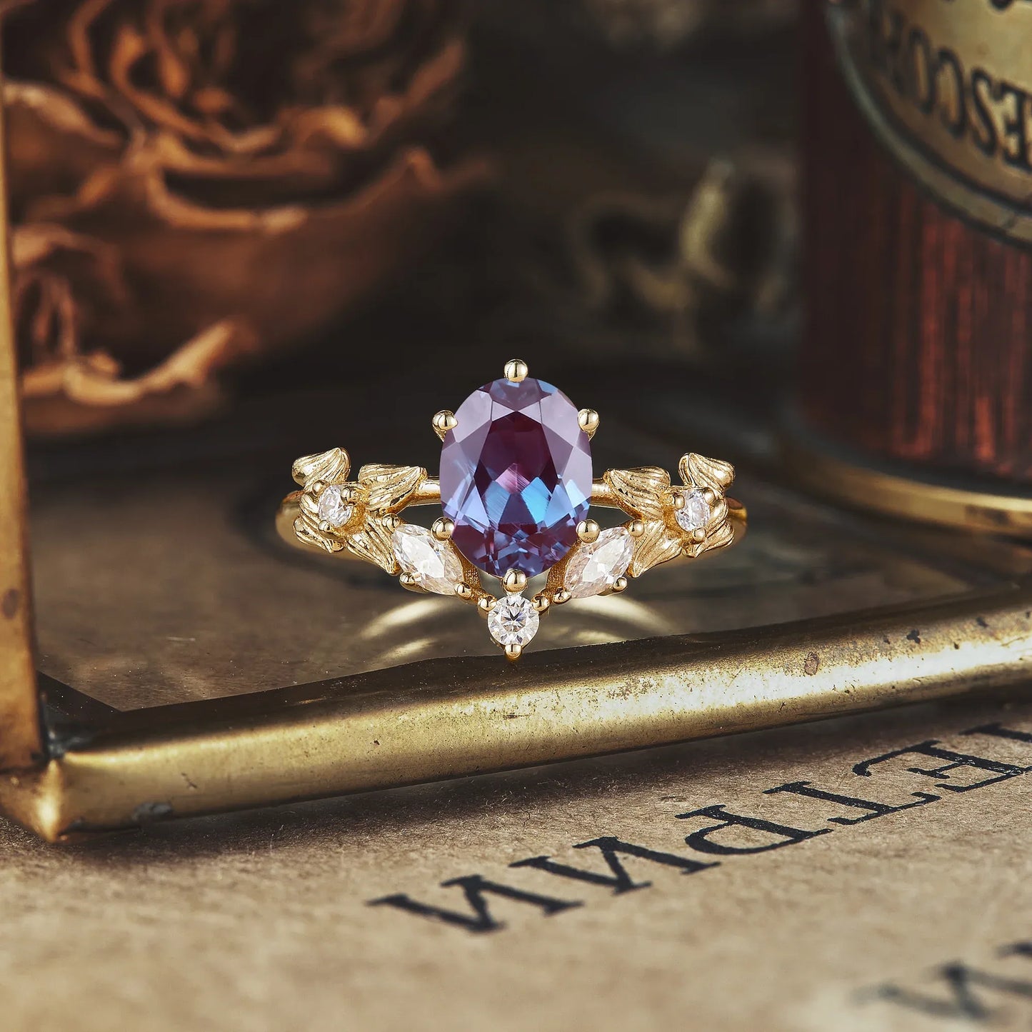 V-Shaped Alexandrite Engagement Ring