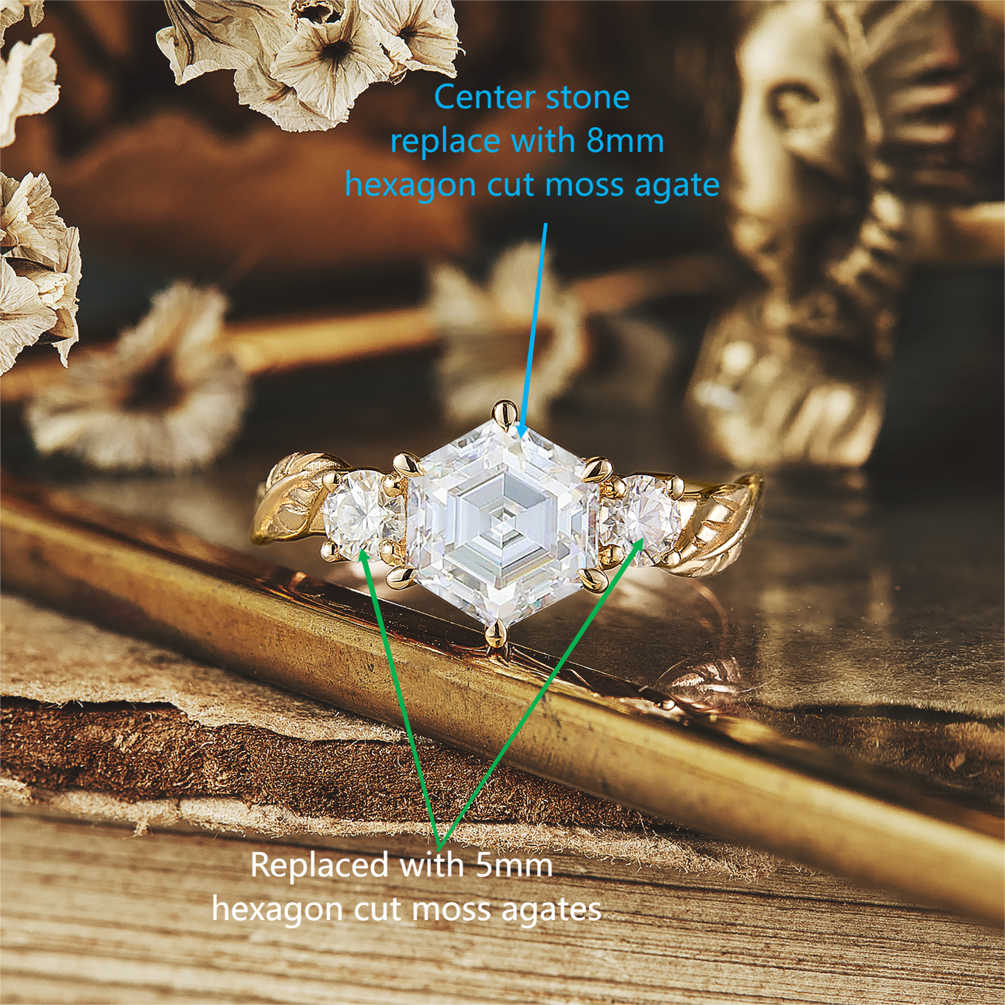 [Custom Ring]  3 - stone Moissanite Ring Set