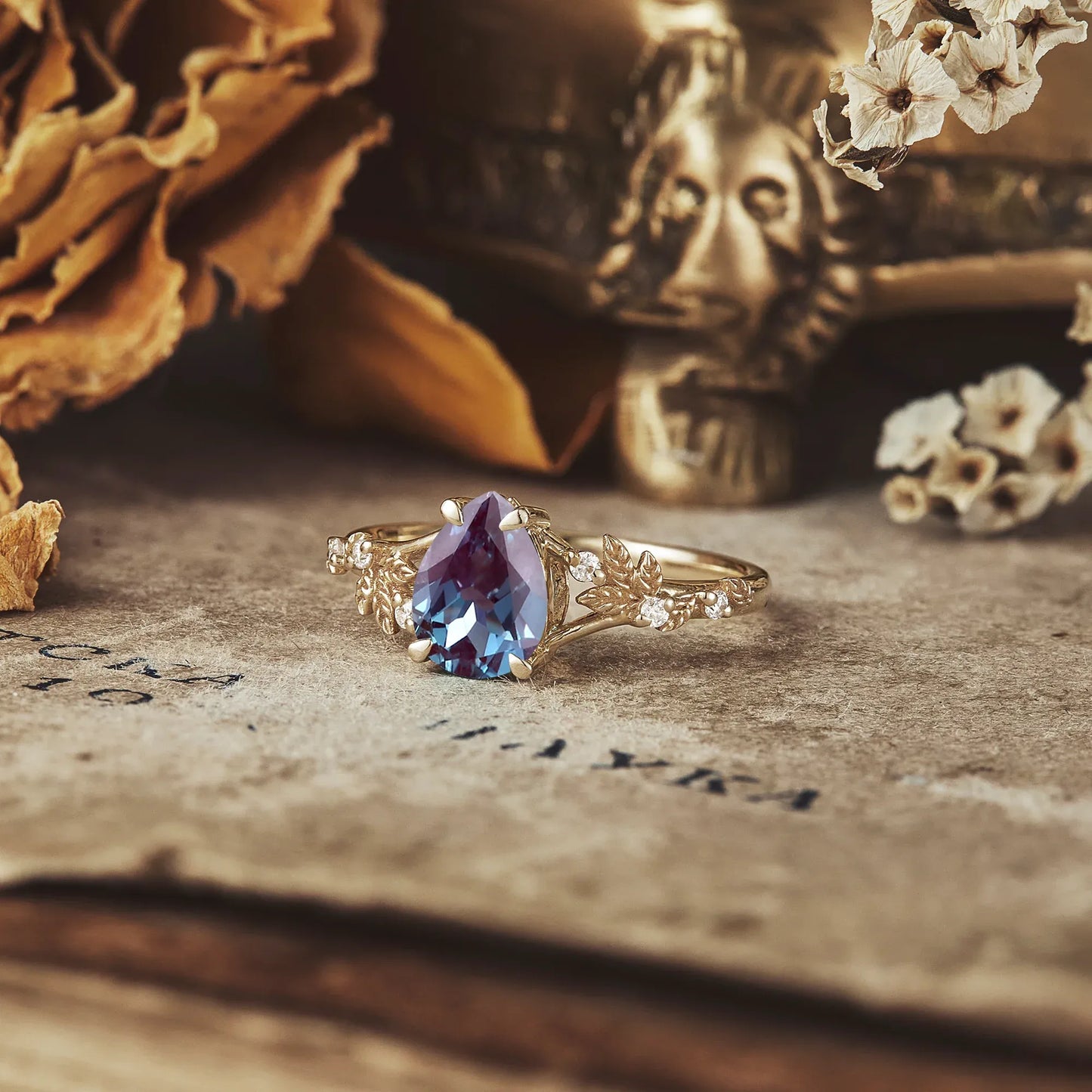 Pear Alexandrite Ring