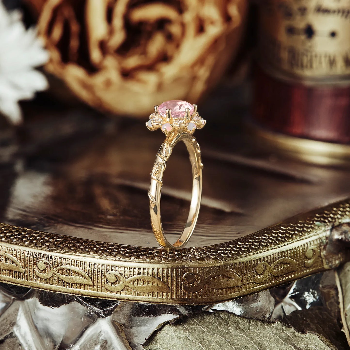 Halo Pink Padparadscha Ring