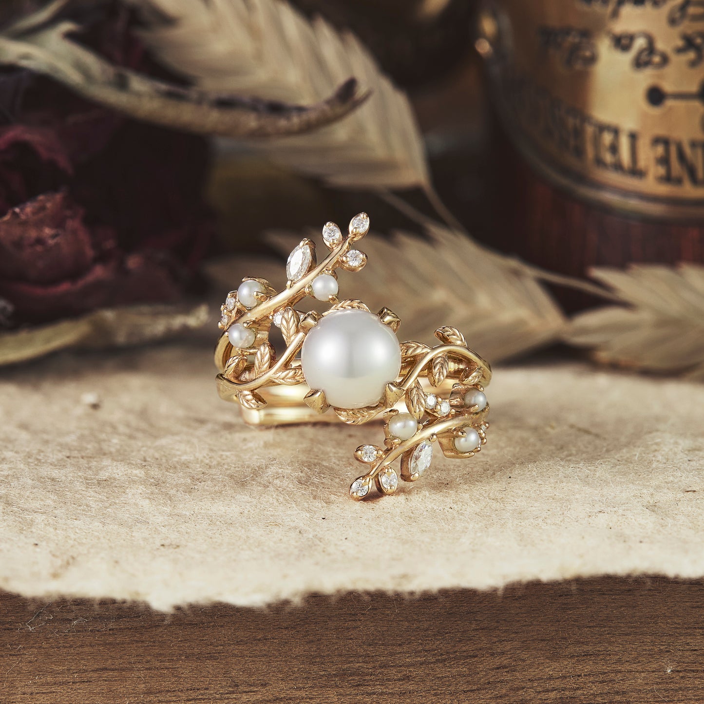 Nature Inspired Pearl Ring Set - Blanche