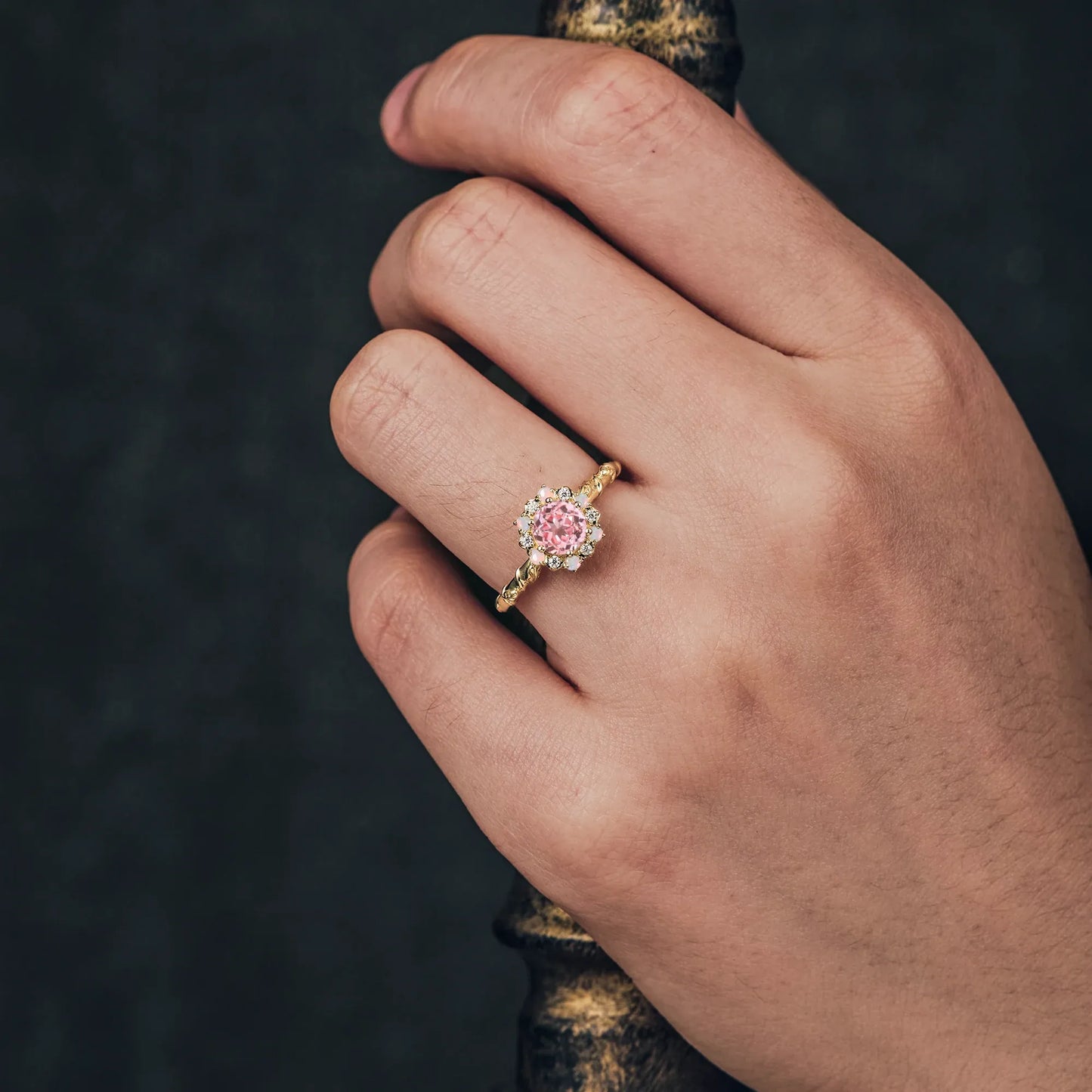 Halo Pink Padparadscha Ring