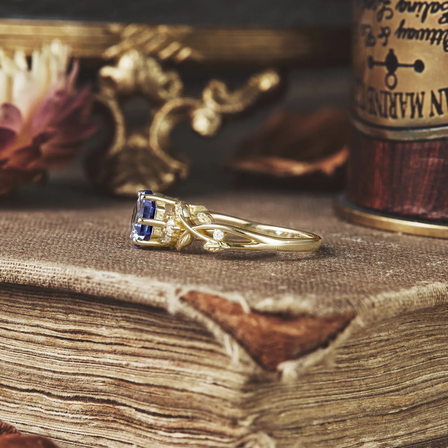 Hexagon Sapphire Vine Ring