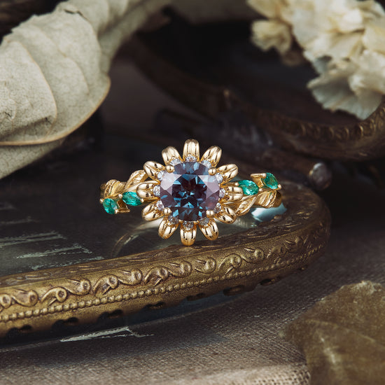 GemsMagic Sunflower Inspired Engagement Ring