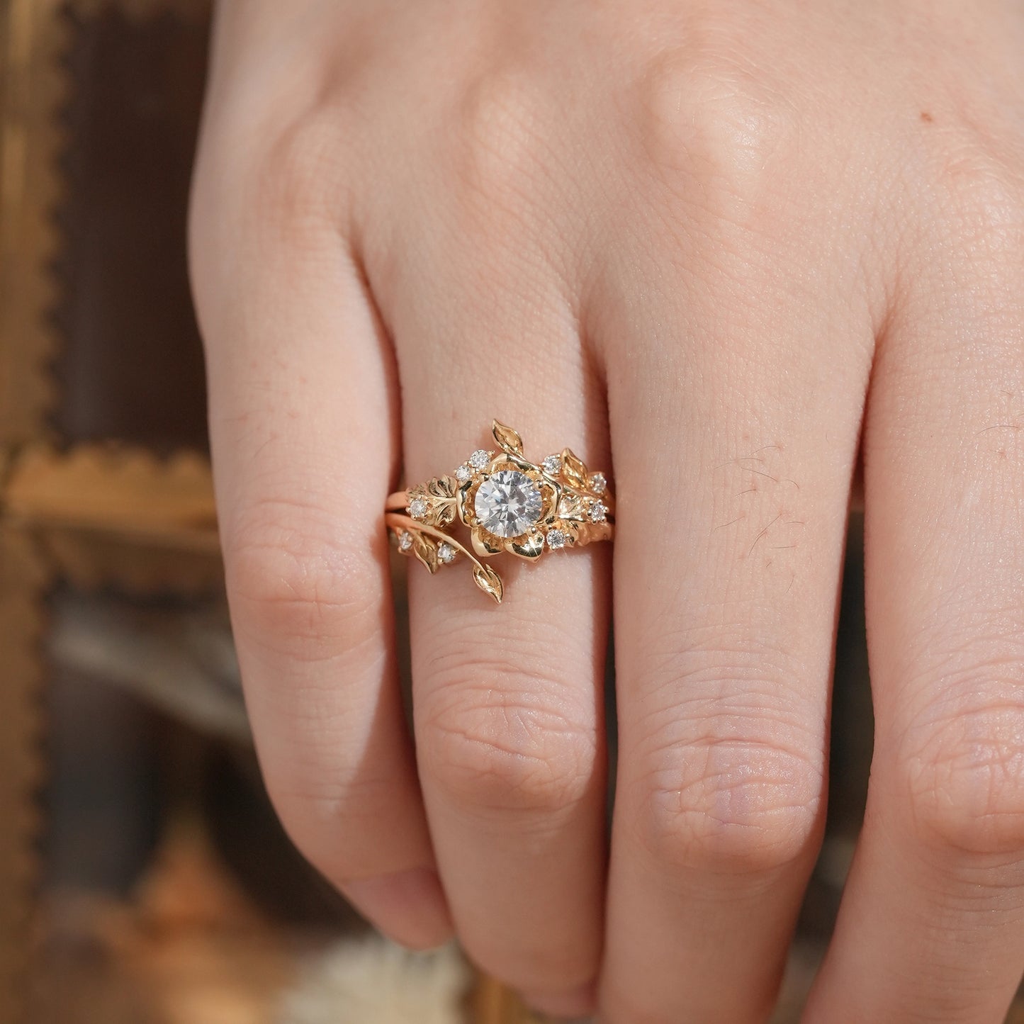 2pcs Moissanite Engagement Ring Set