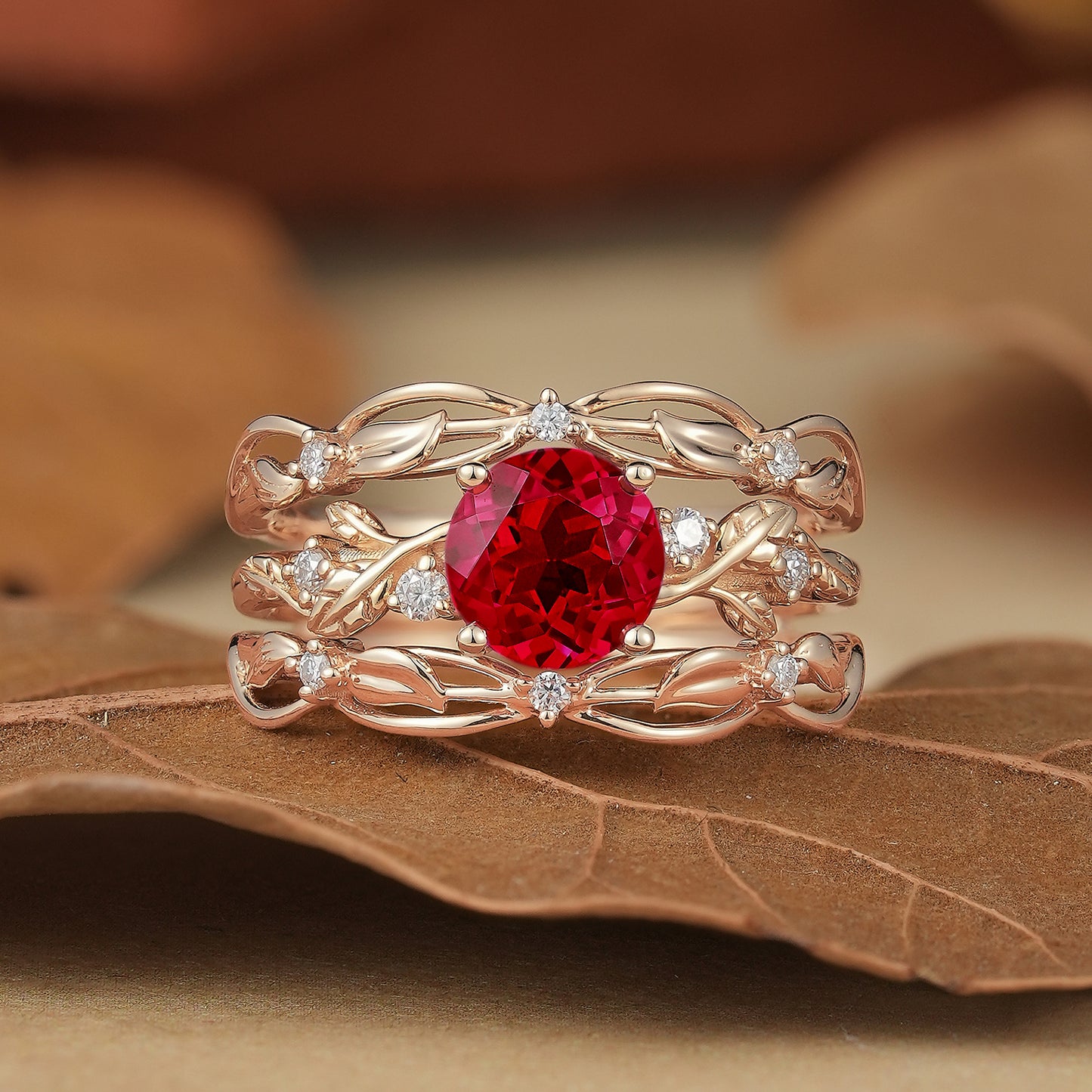 Ruby & Moissanite Enhancer Ring Set