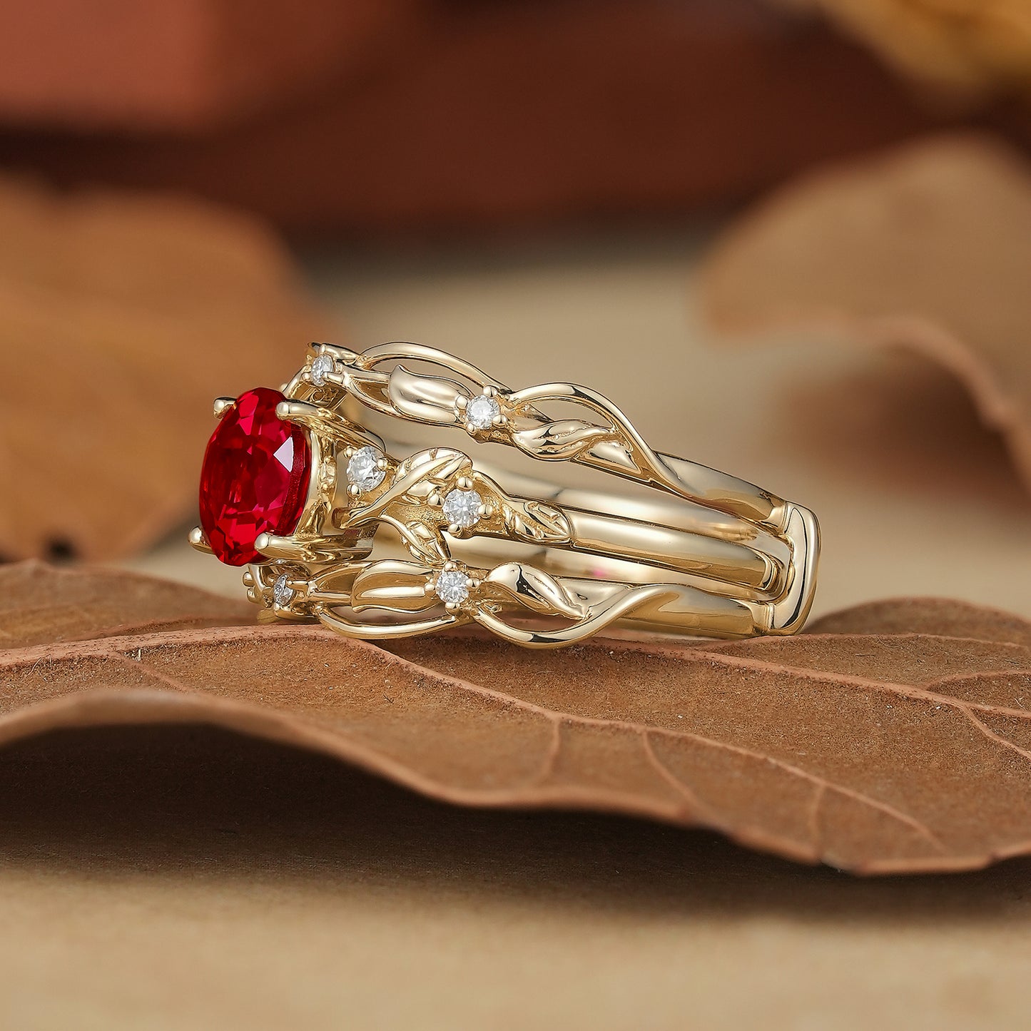 Ruby & Moissanite Enhancer Ring Set