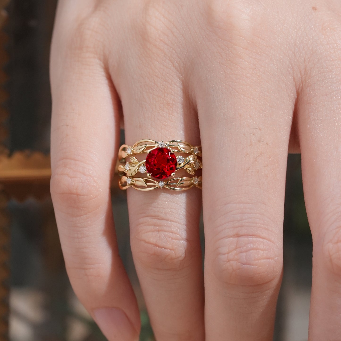 Ruby & Moissanite Enhancer Ring Set