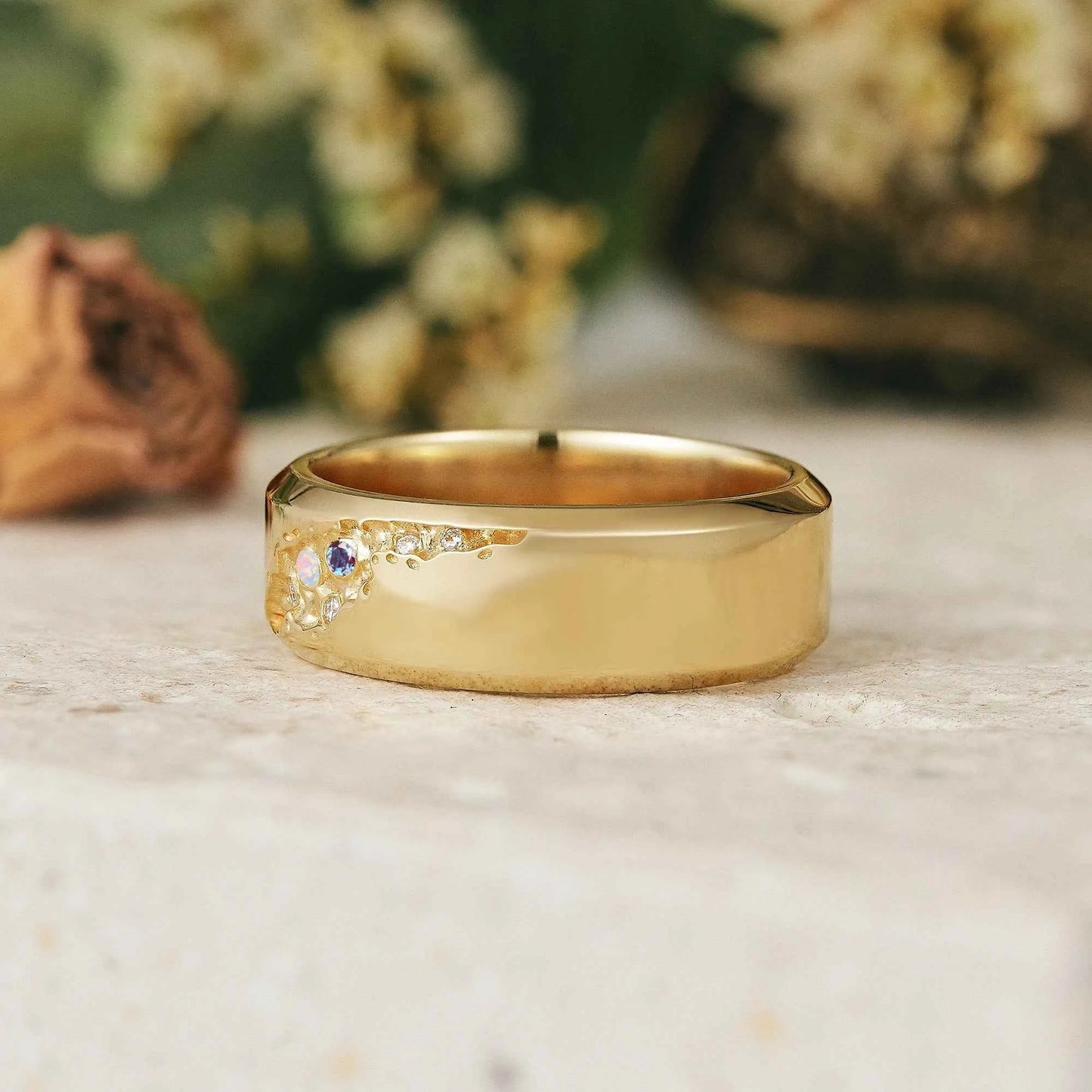 Unique Opal And Alexandrite Men's Ring