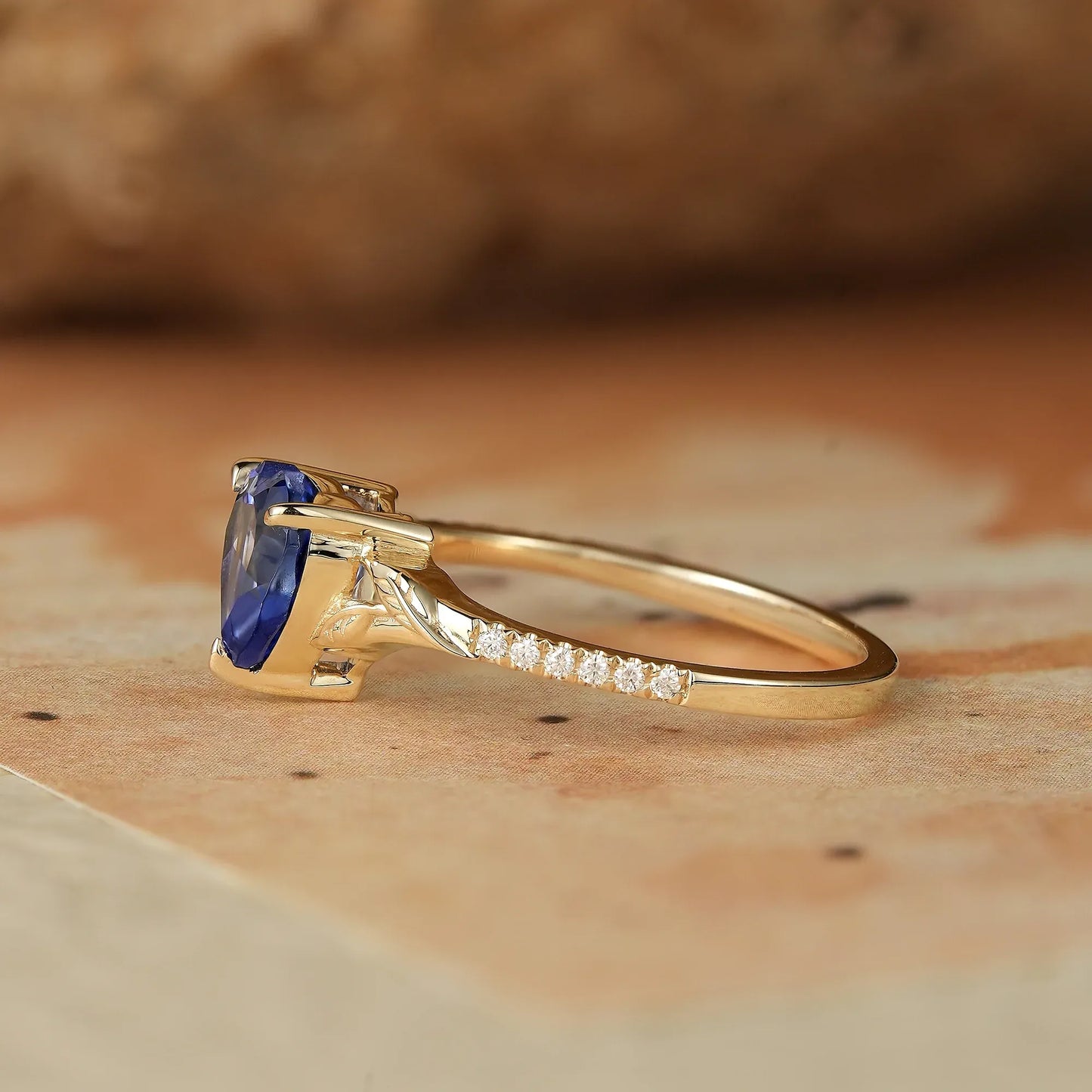 Heart Moissanite Leaf Engagement Ring