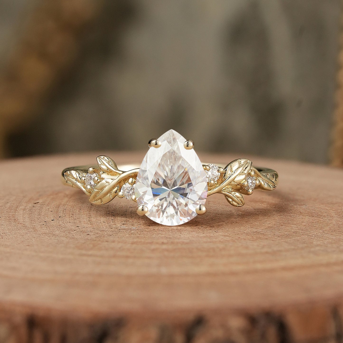 Pear-shaped Moissanite Engagement Ring