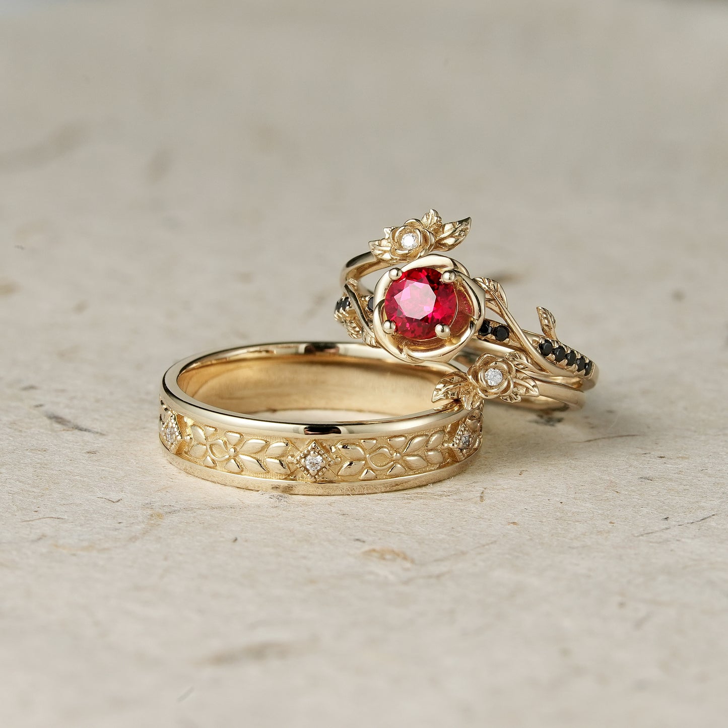 Ruby Couple Ring Set