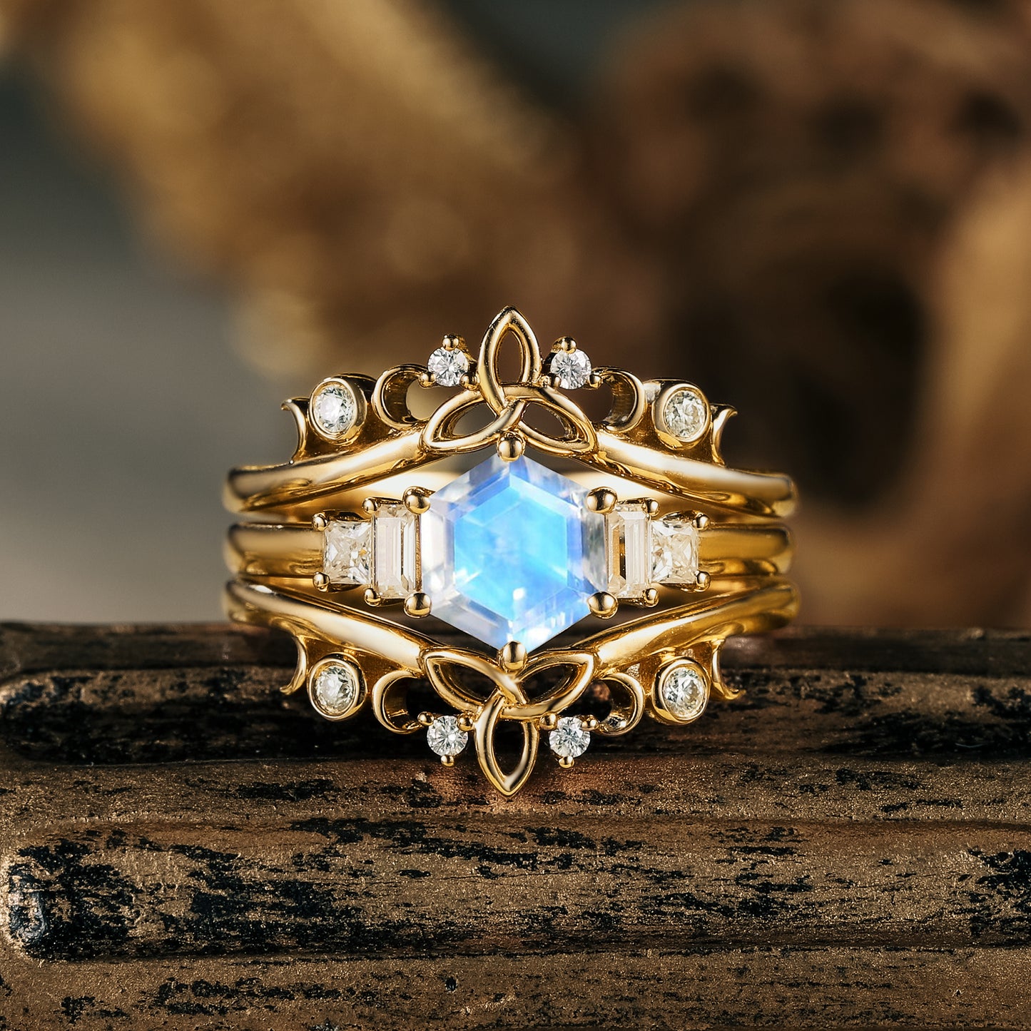 GemsMagic Moonstone Ring Set-Catherine
