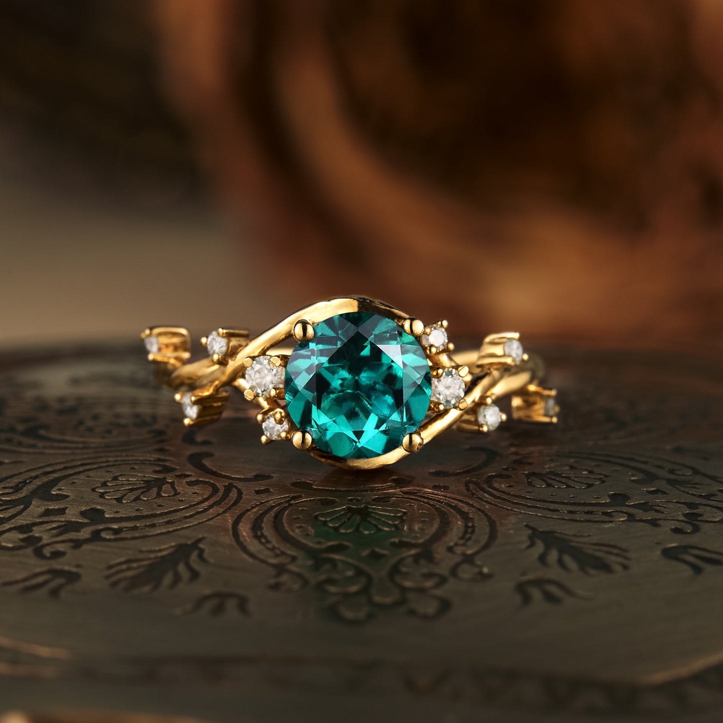 GemsMagic Branches Entwined Charming Emerald Ring
