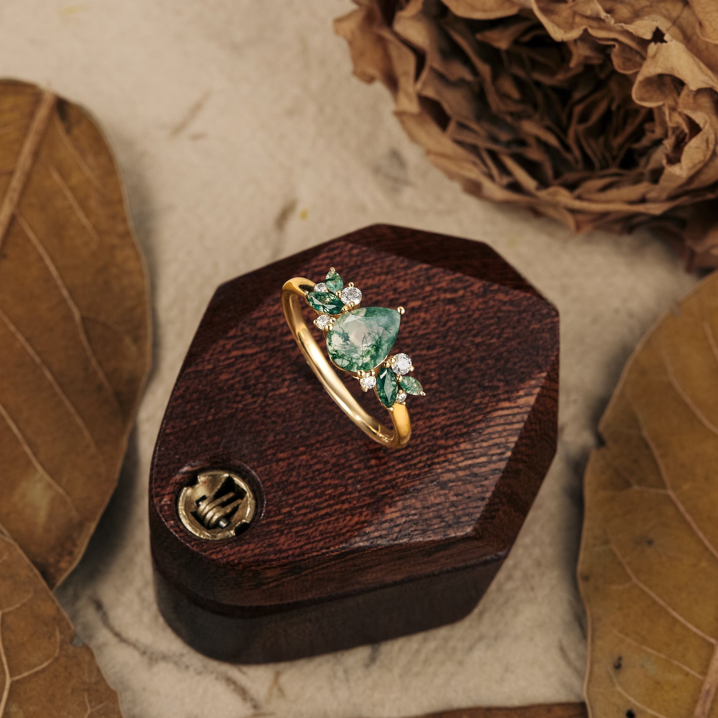 GemsMagic Nature Inspired  Moss Agate Ring