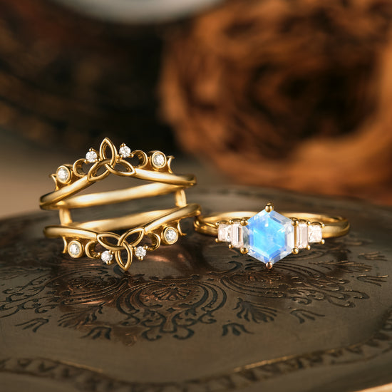 GemsMagic Moonstone Ring Set-Catherine