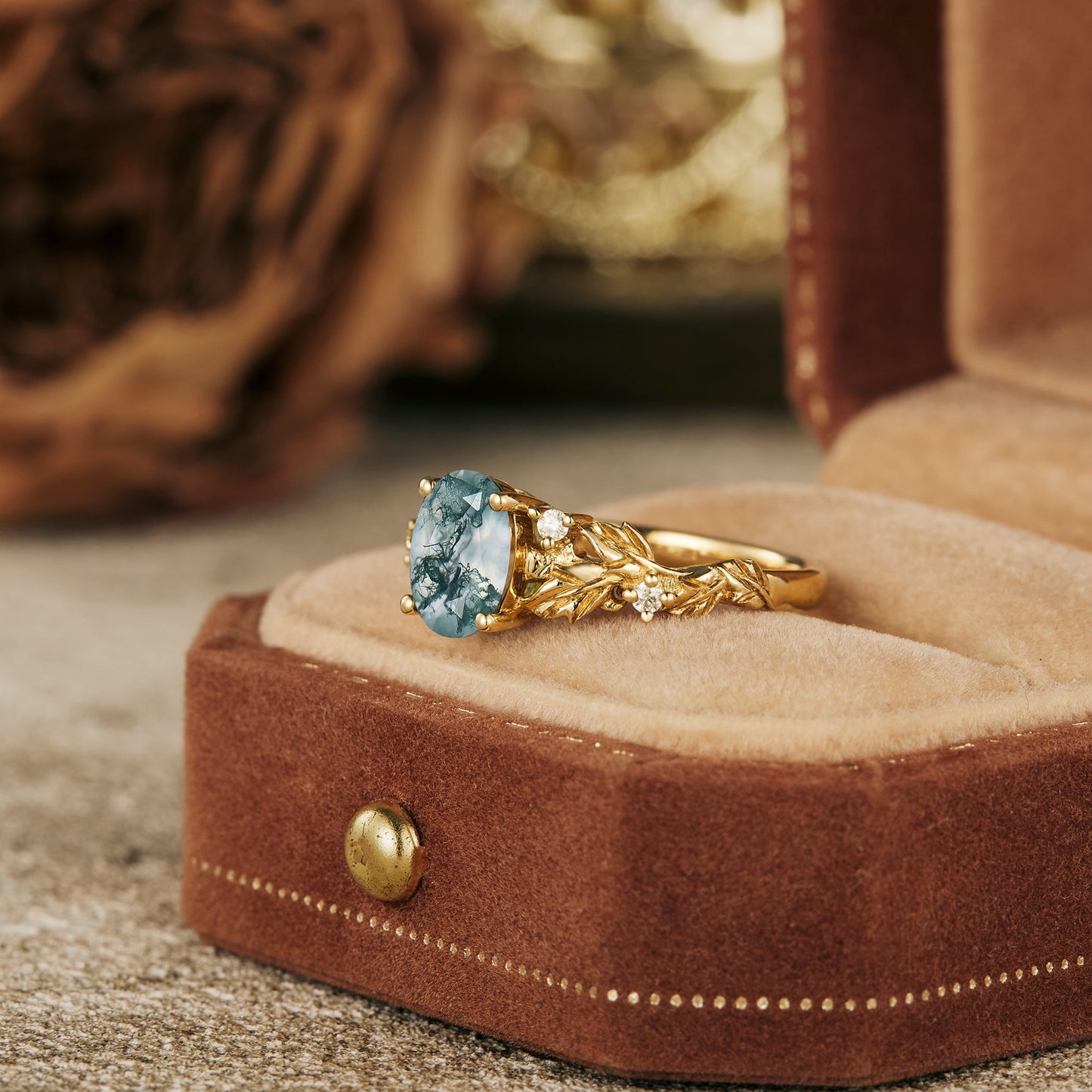 Custom Order - GemsMagic  Lilac inspired Moss Agate Engagement Ring