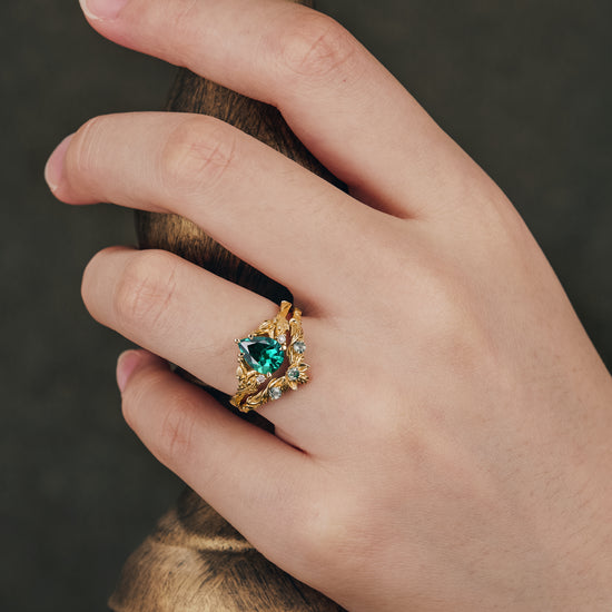 GemsMagic African Violet Inspired Engagement Ring Set 2pcs