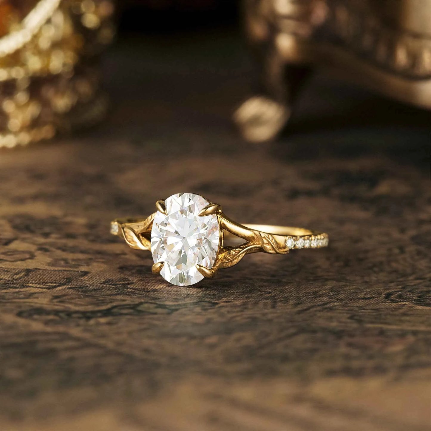 Oval Moissanite Half Eternity Engagement Ring