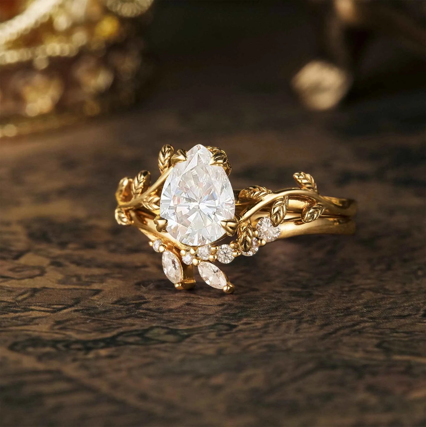 Moissanite Engagement Ring Set 2pcs