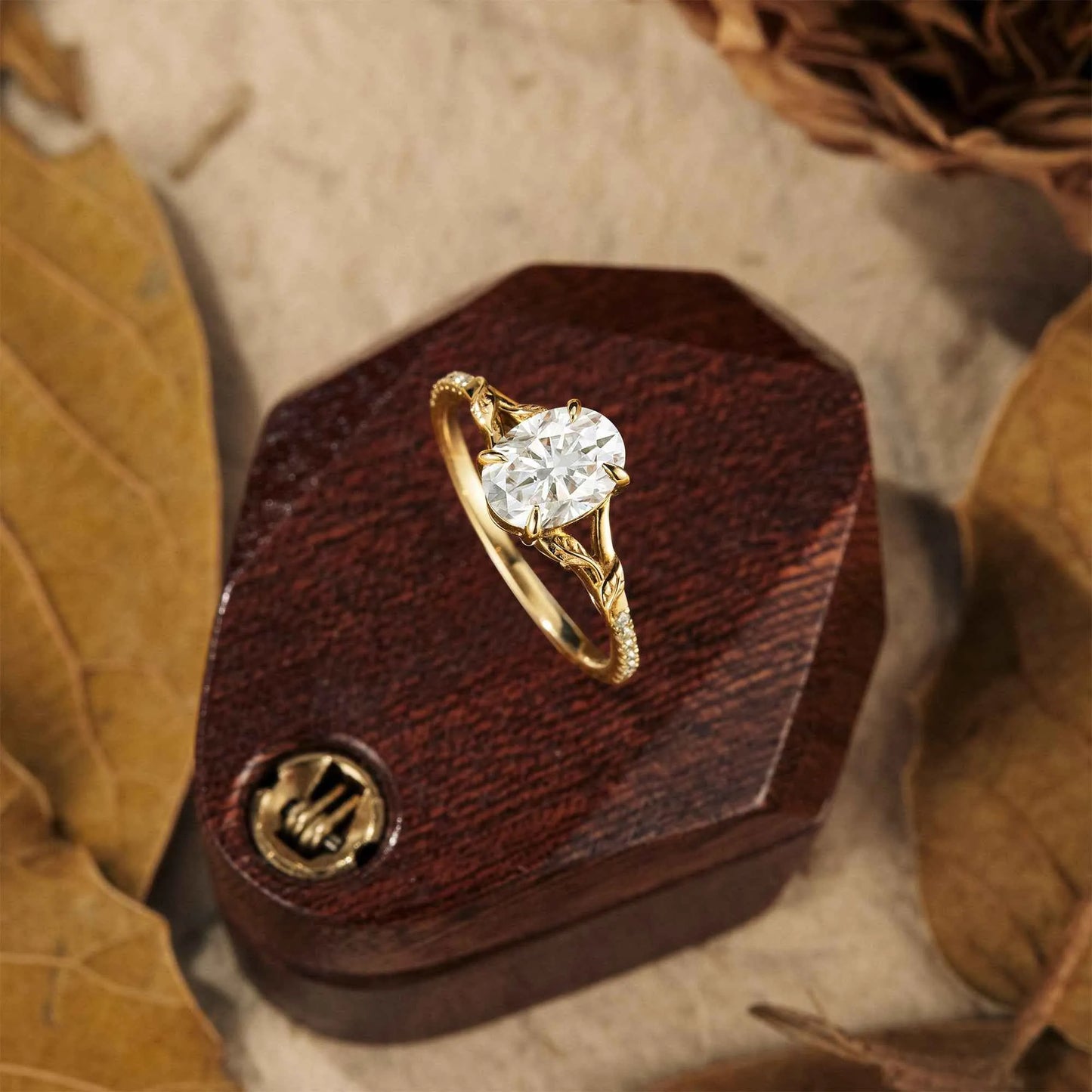 Oval Moissanite Half Eternity Engagement Ring