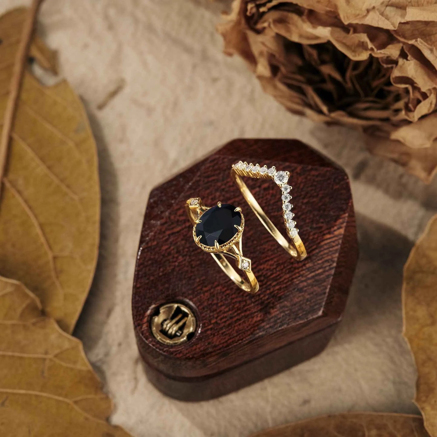 Vintage Black Onyx Ring Set