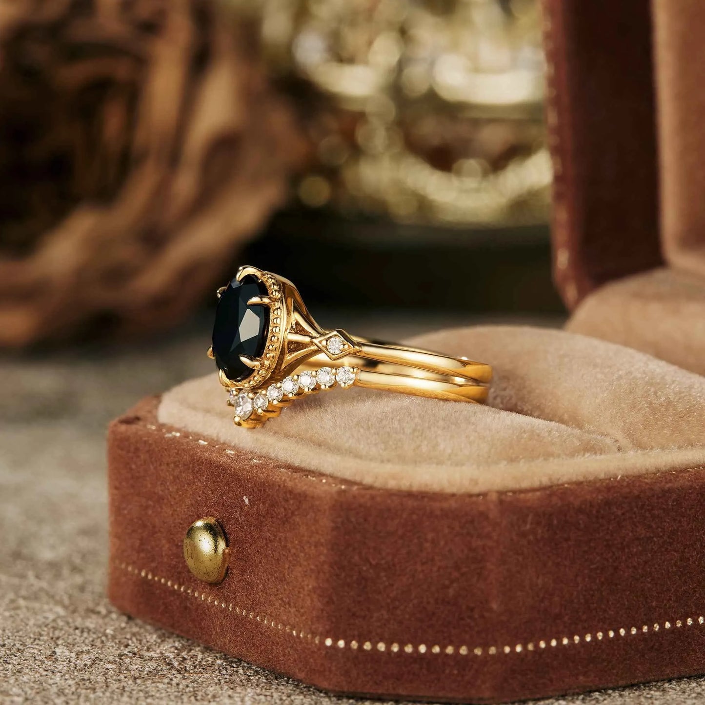 Vintage Black Onyx Ring Set