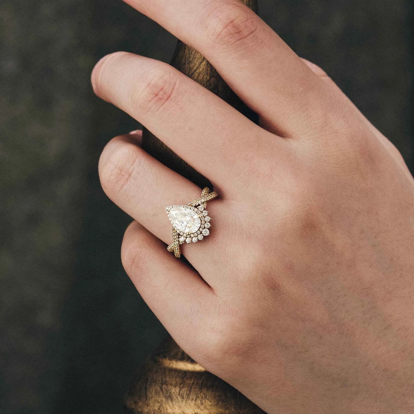 Pear Cut Moissanite Engagement Ring