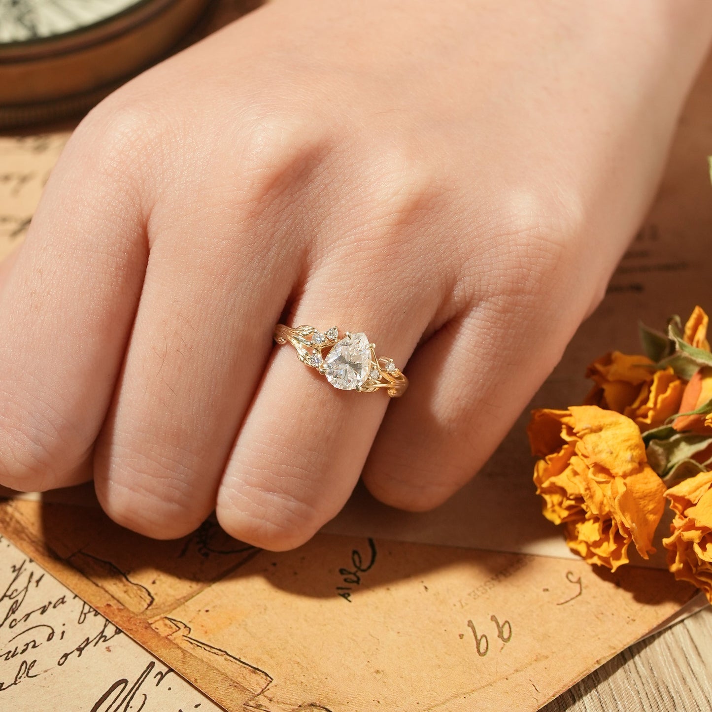 1.7ct Pear Moissanite Engagement Ring - Ayla - GemsMagic