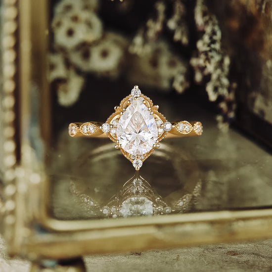 Pear Moissanite Engagement Ring