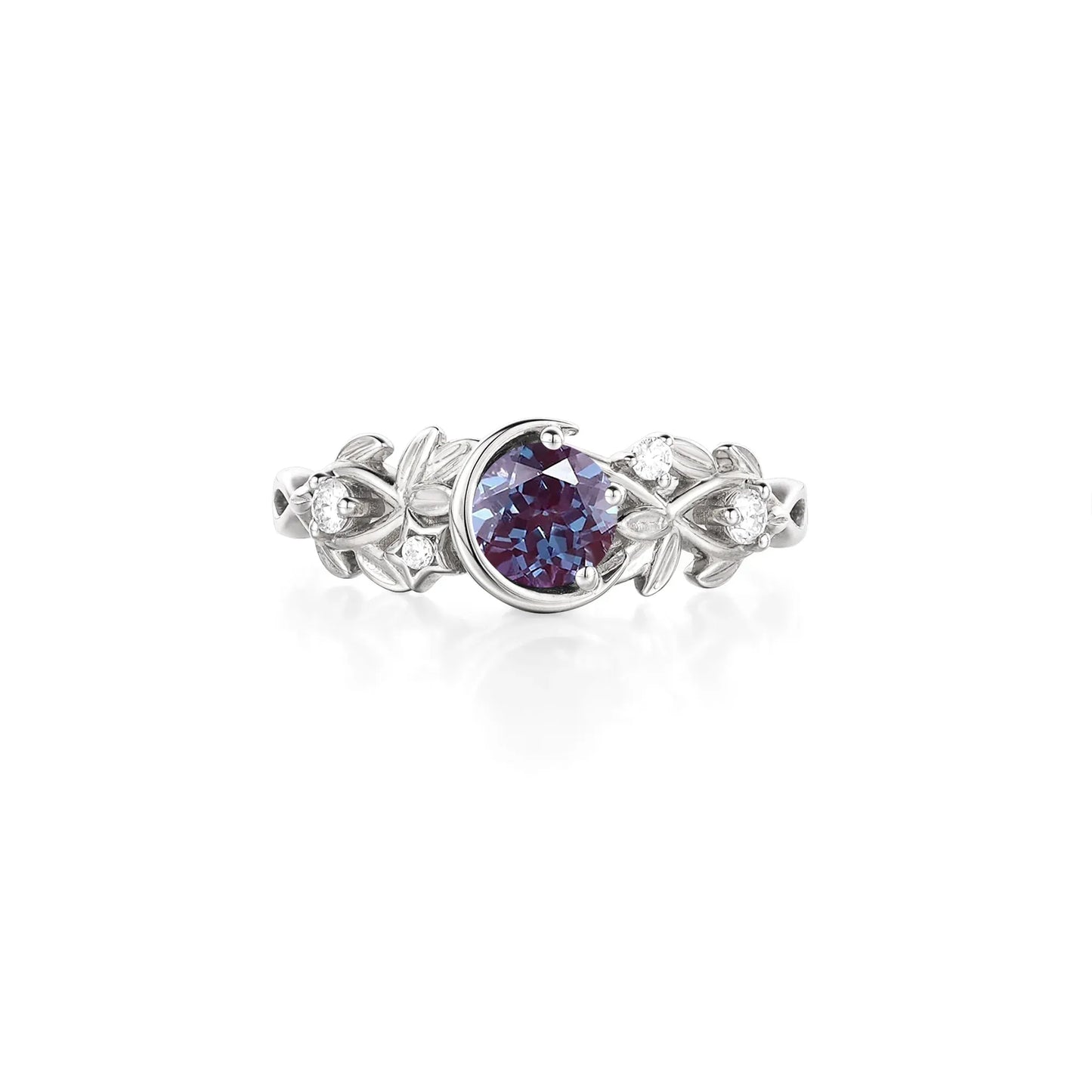 Alexandrite Moon Inspired Ring