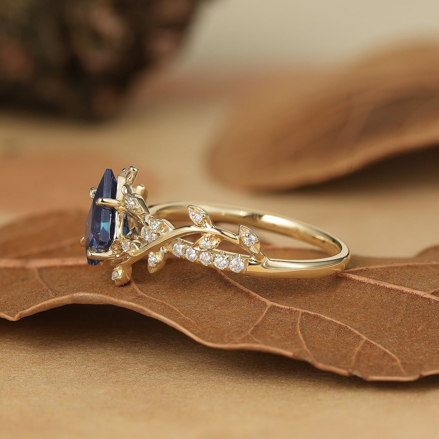 1ct Kite Alexandrite Half Eternity Engagement Ring - Gaia - GemsMagic