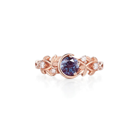 Alexandrite Moon Inspired Ring