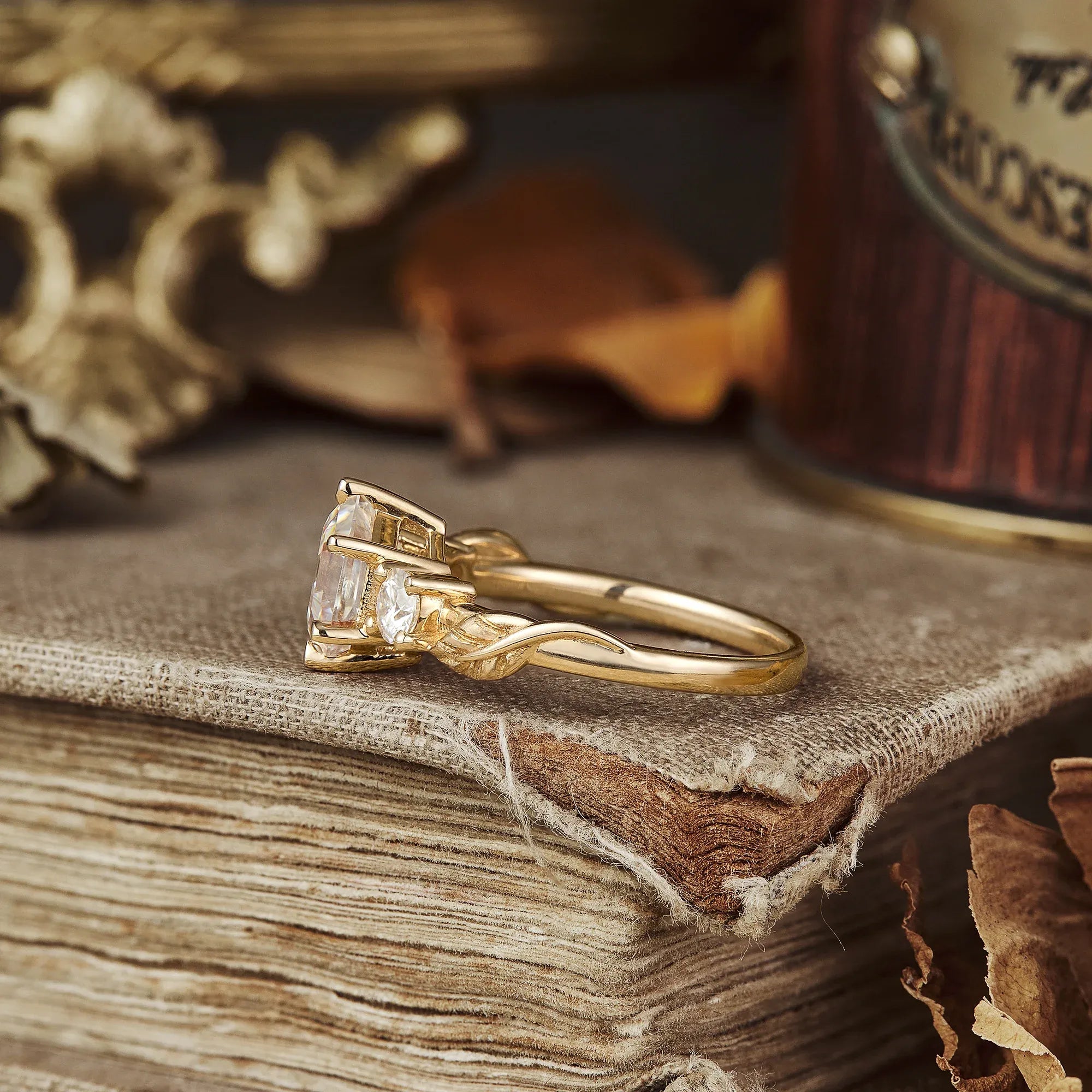 3 - stone Moissanite Ring - Charlotte - GemsMagic