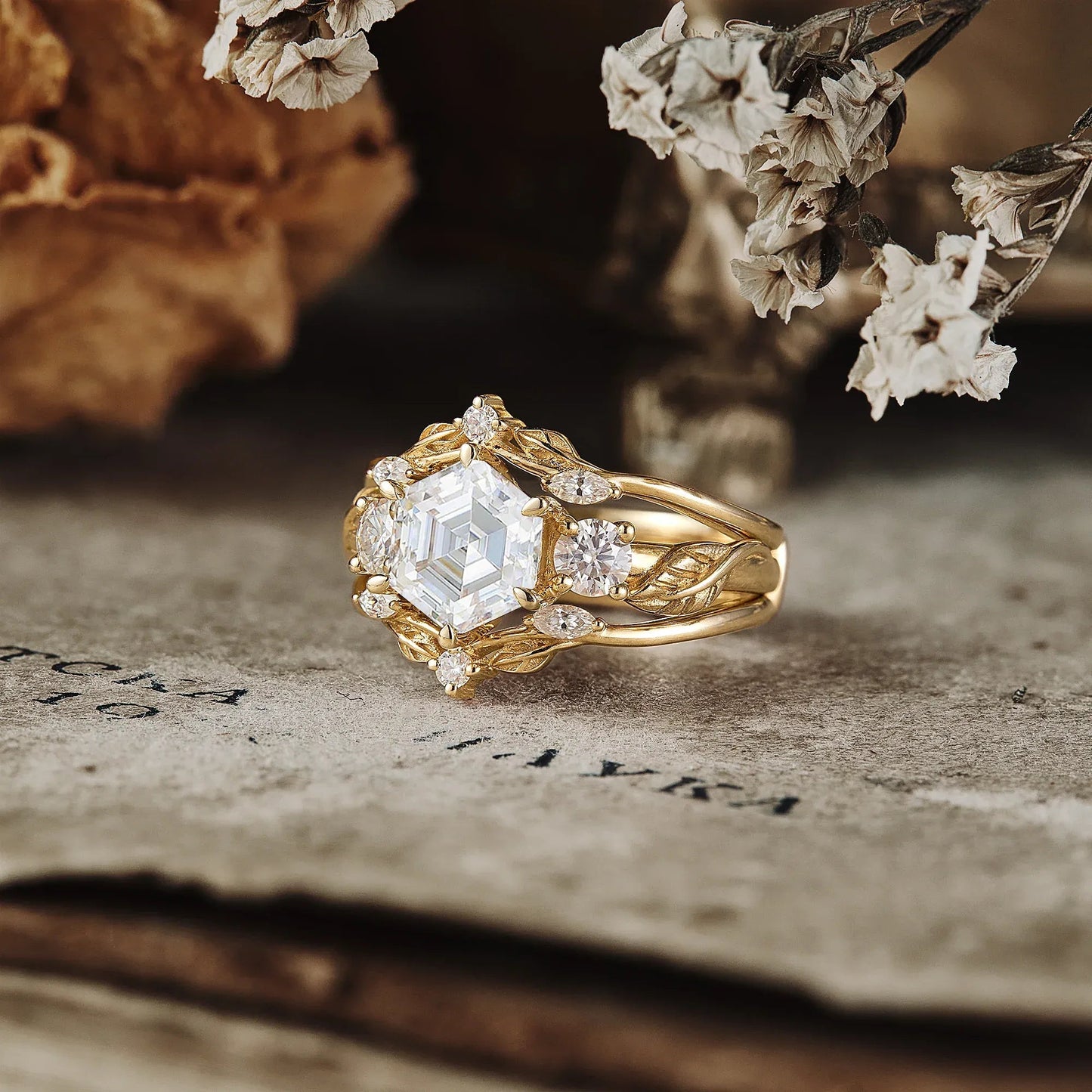 3 - stone Moissanite Ring - Charlotte2.0 - GemsMagic