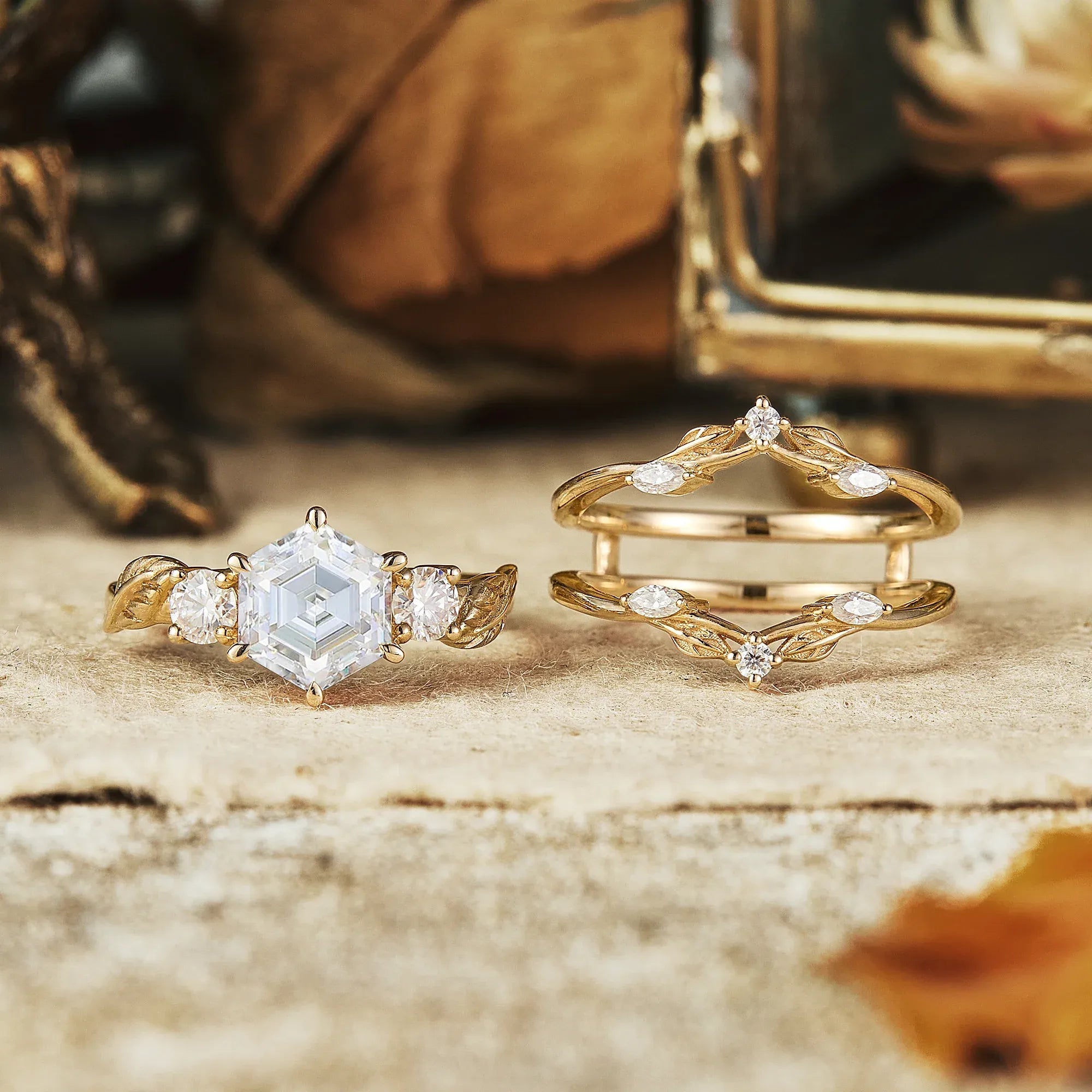 3 - stone Moissanite Ring - Charlotte2.0 - GemsMagic