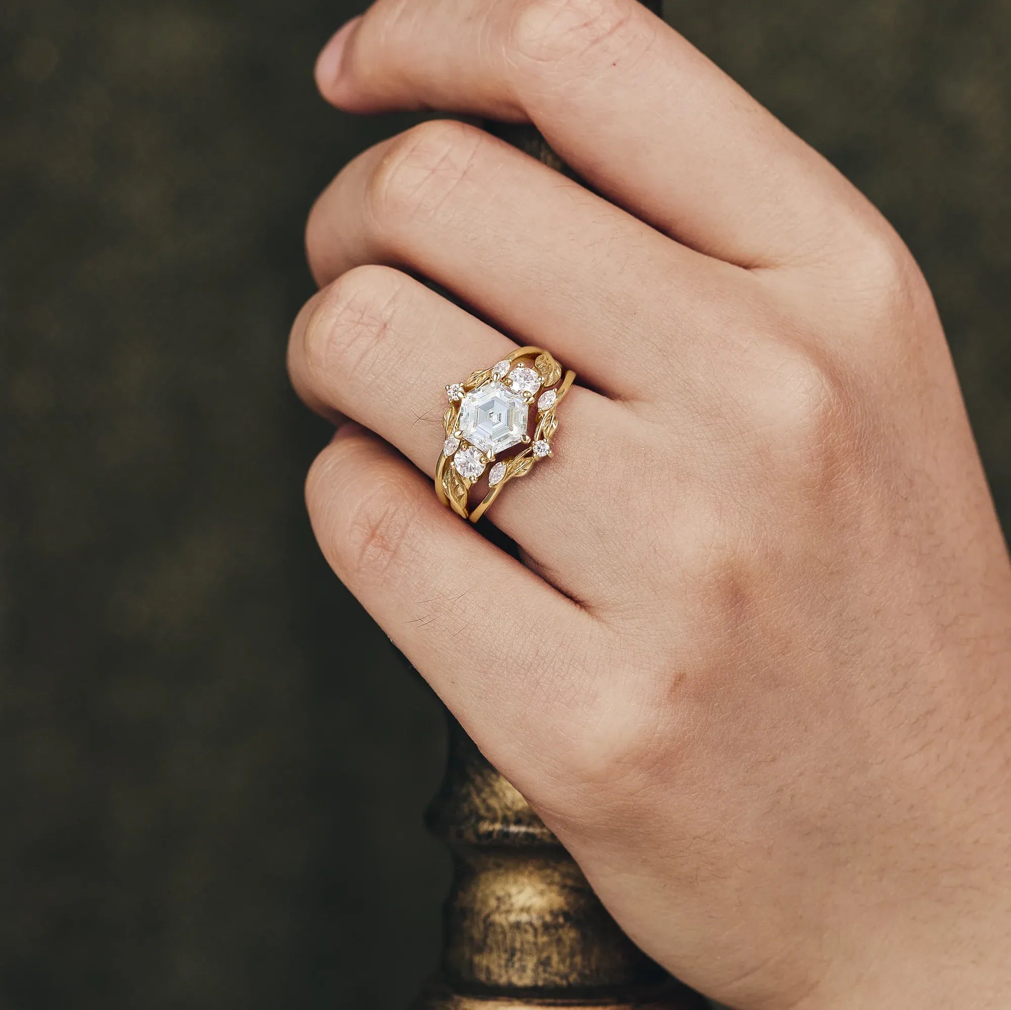 3 - stone Moissanite Ring - Charlotte2.0 - GemsMagic