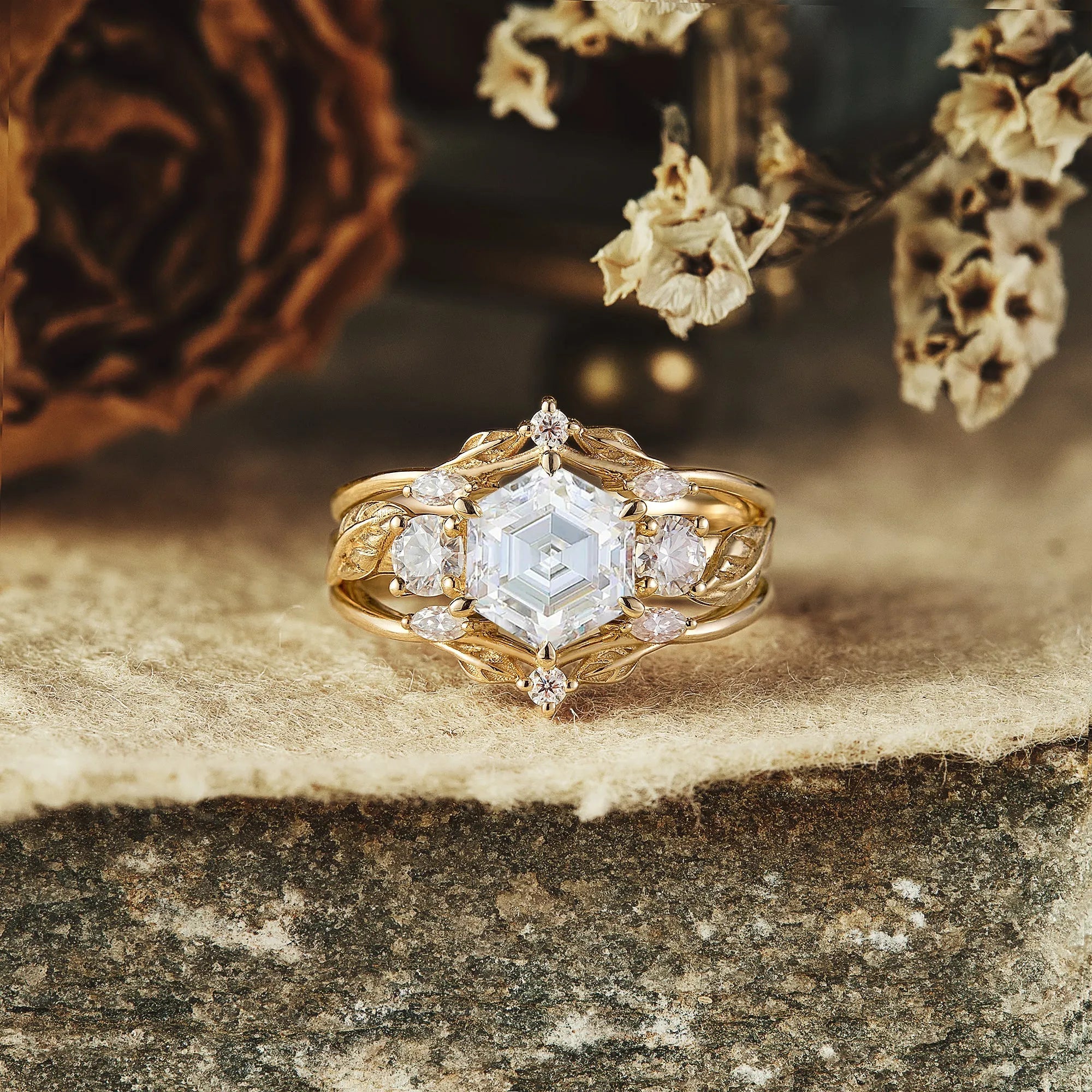3 - stone Moissanite Ring - Charlotte2.0 - GemsMagic
